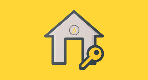 House icon with key on yellow background