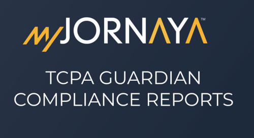 Jornaya TCPA Guardian Compliance Reports logo on a dark background.