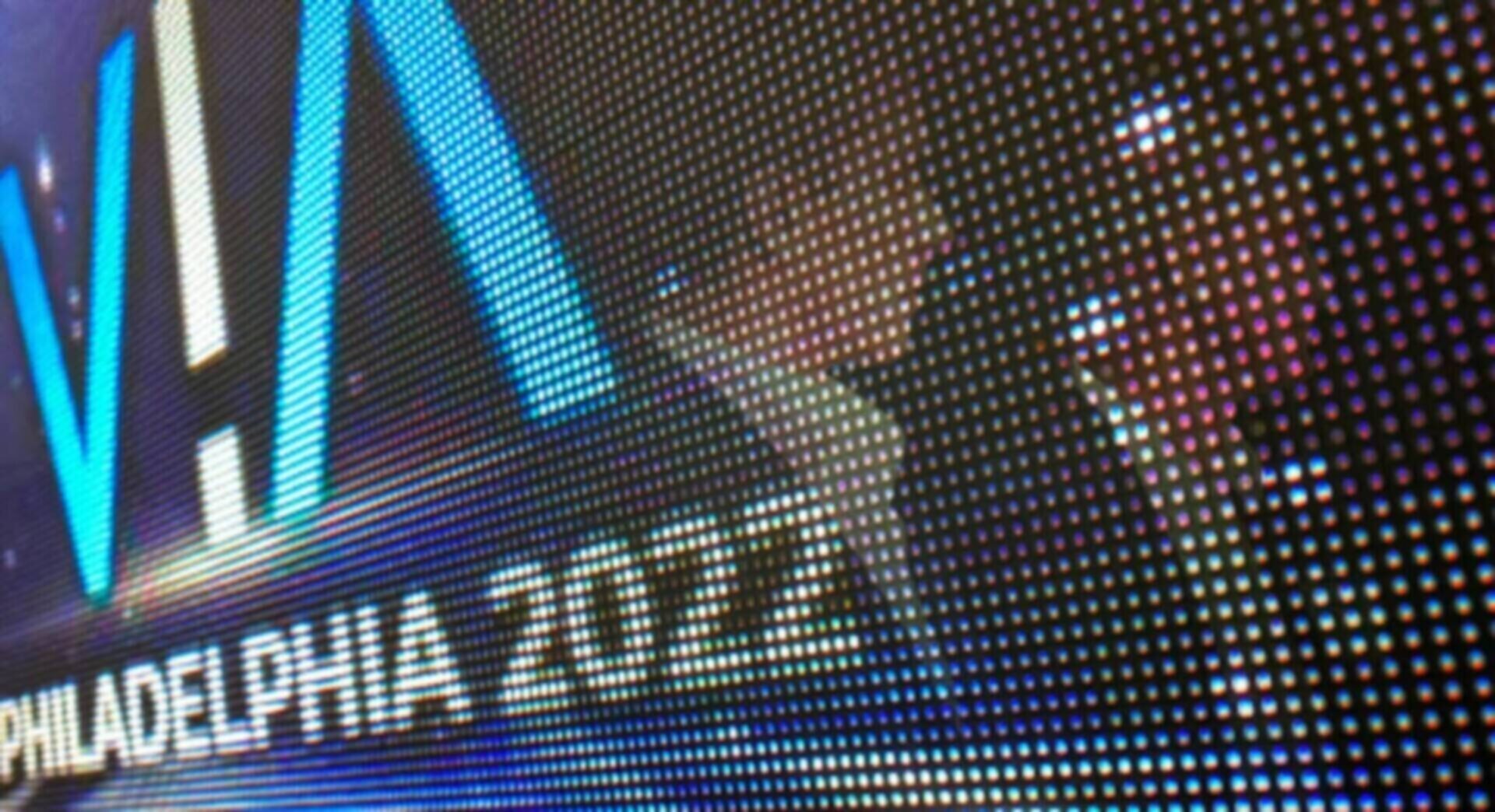 Philadelphia 2022 digital display with blue neon lights