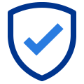 shield-compliance blue shield icon with white checkmark for security and protection