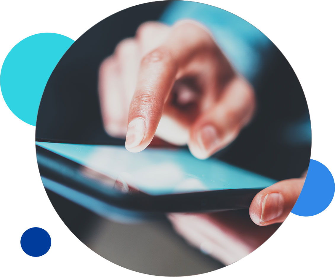 Finger tapping on a digital tablet screen