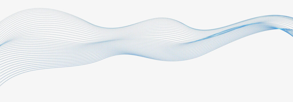 Abstract blue wave pattern with dotted gradient on white background.