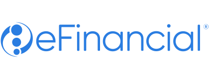VIA-Speaker-Logos_0009_eFinancial-logo eFinancial logo in blue with circular design elements.