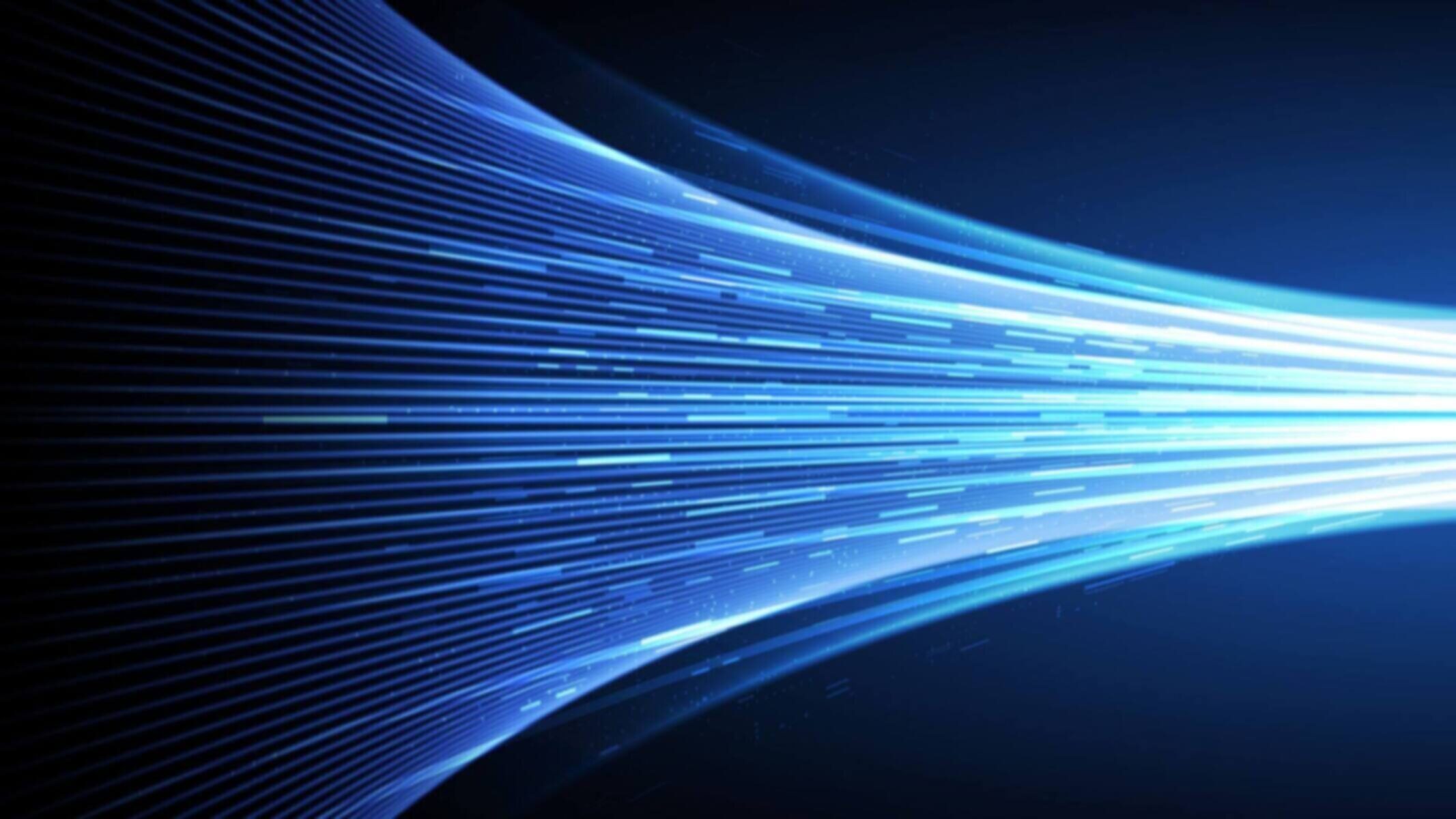 Abstract digital blue light streaks on a dark background