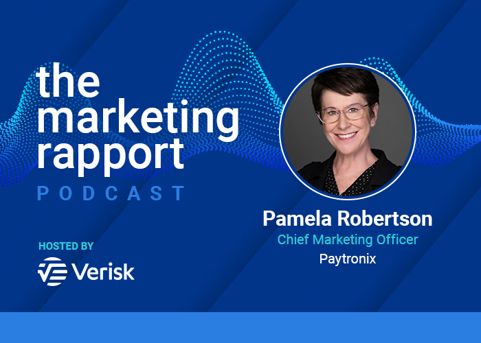 The Marketing Rapport Podcast featuring Pamela Robertson, CMO of Paytronix, hosted by Verisk.