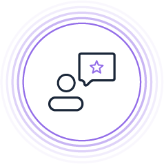 Icon showing a customer profile and message bubble to represent personalized insurance engagement and consumer expectations.