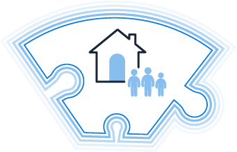 id-intentdata-leadgen-piece2 Puzzle-shaped graphic showing a house and household members representing home and household insights.