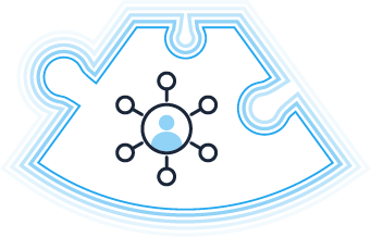 id-intentdata-leadgen-piece3 Puzzle-shaped graphic showing a connected consumer profile representing identity resolution and audience connections.